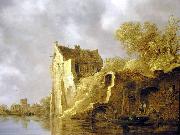 River landscape with a ruin